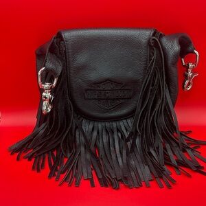 Harley Davidson Vintage Fringe Hip Bag in black leather, good condition